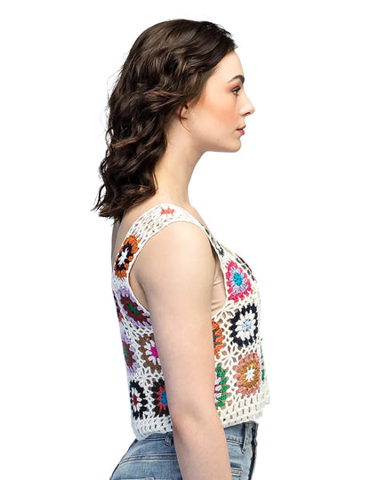 Дамски хипи флорален плетен топ за възрастни 