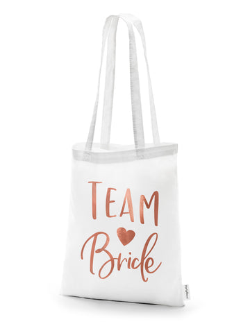 Чанта тип tote bag Team Bride за жена, бяла и розово злато