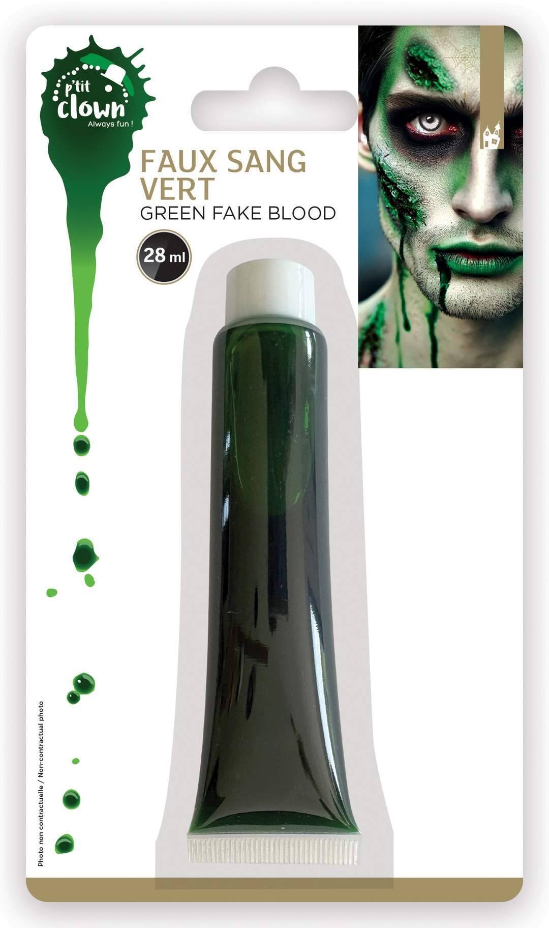 Tube de faux sang vert pour adulte 28 ml