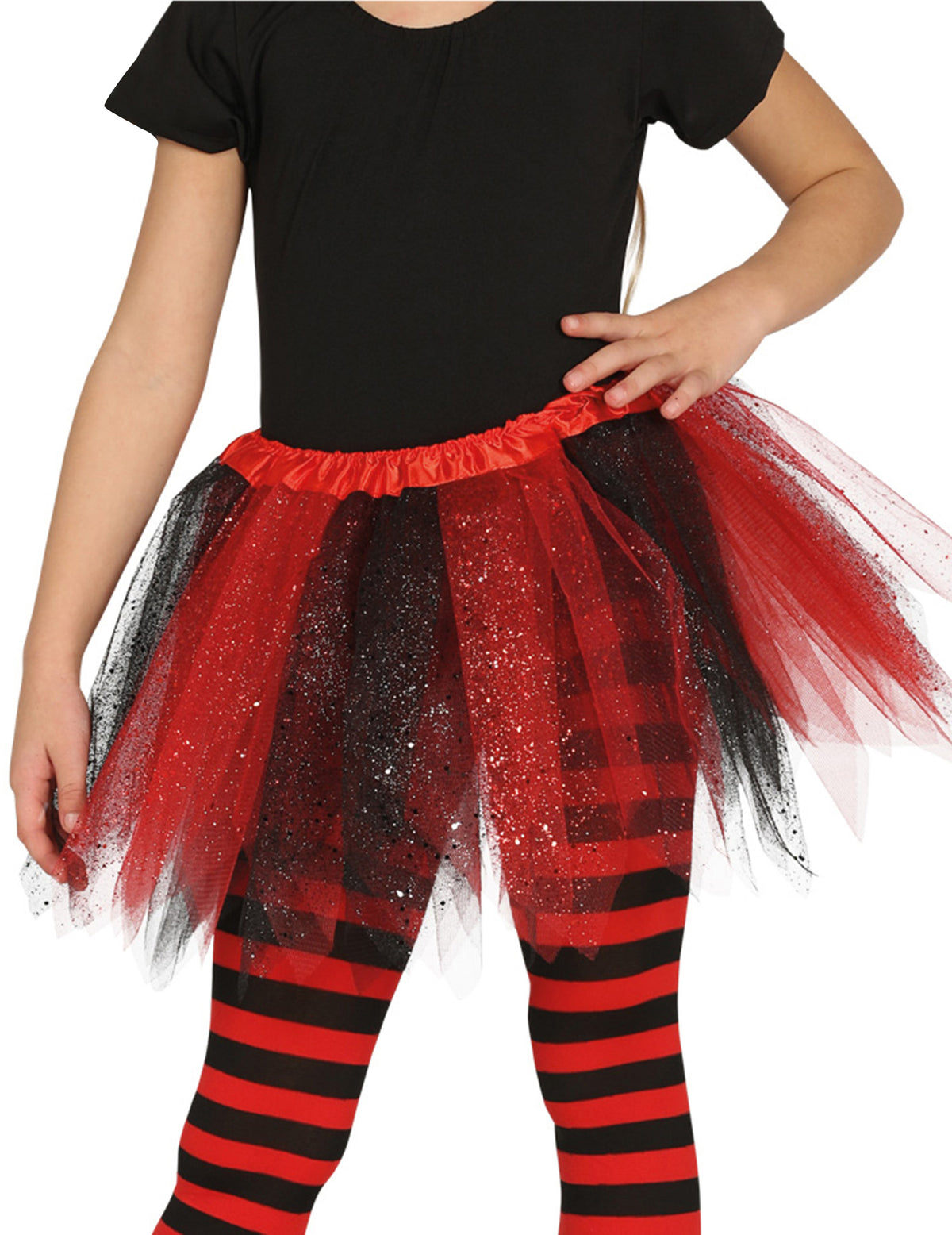 Tutu bicolore à paillettes pour fille noir et rouge