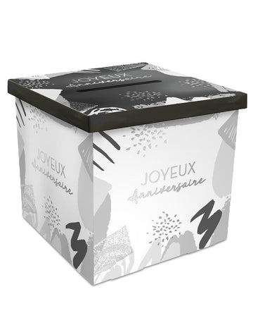 Бяла и сребриста картонена урна за гласуване „Честит рожден ден“