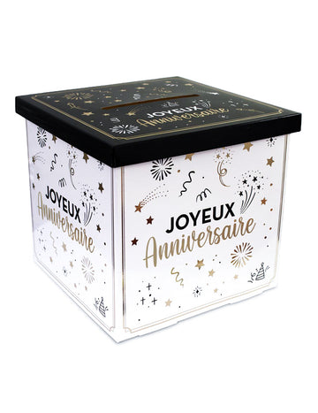 Честита, златисто и черна картонена урна