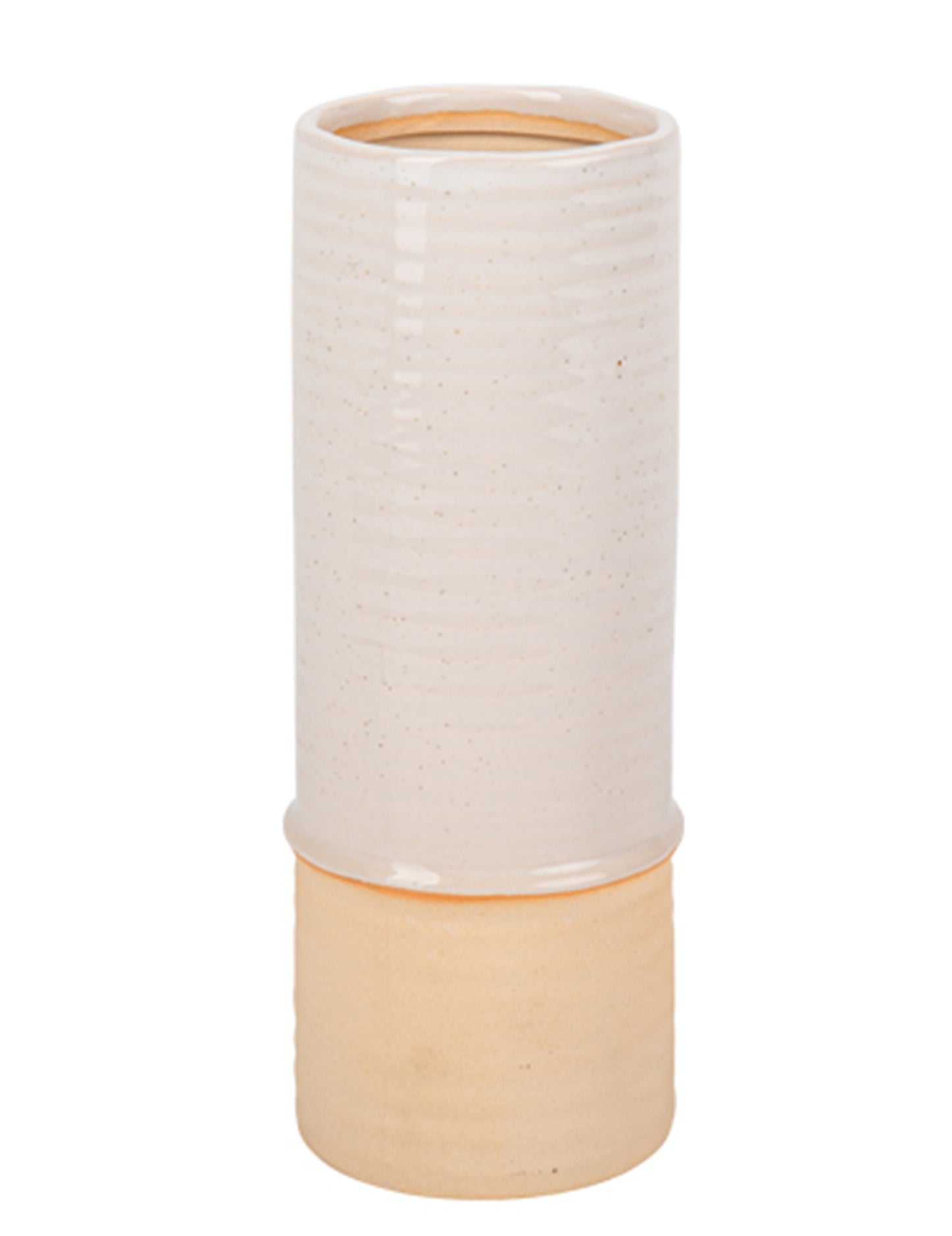 Бежова ваза с пъстри и пясъчни цветове 19 cm керамичен