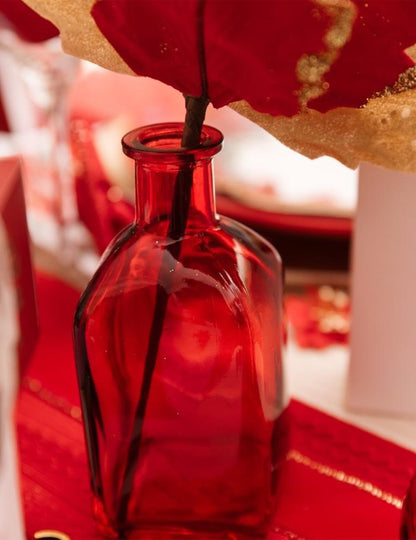 Vase en verre rouge 6,5 x 13,5 cm