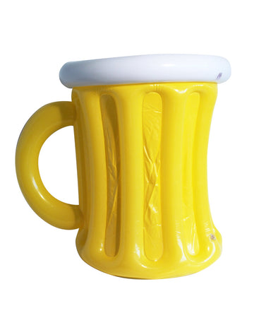 Chope de bière gonflable pour adulte jaune et blanc