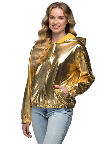 Метално яке със златна качулка за възрастни
