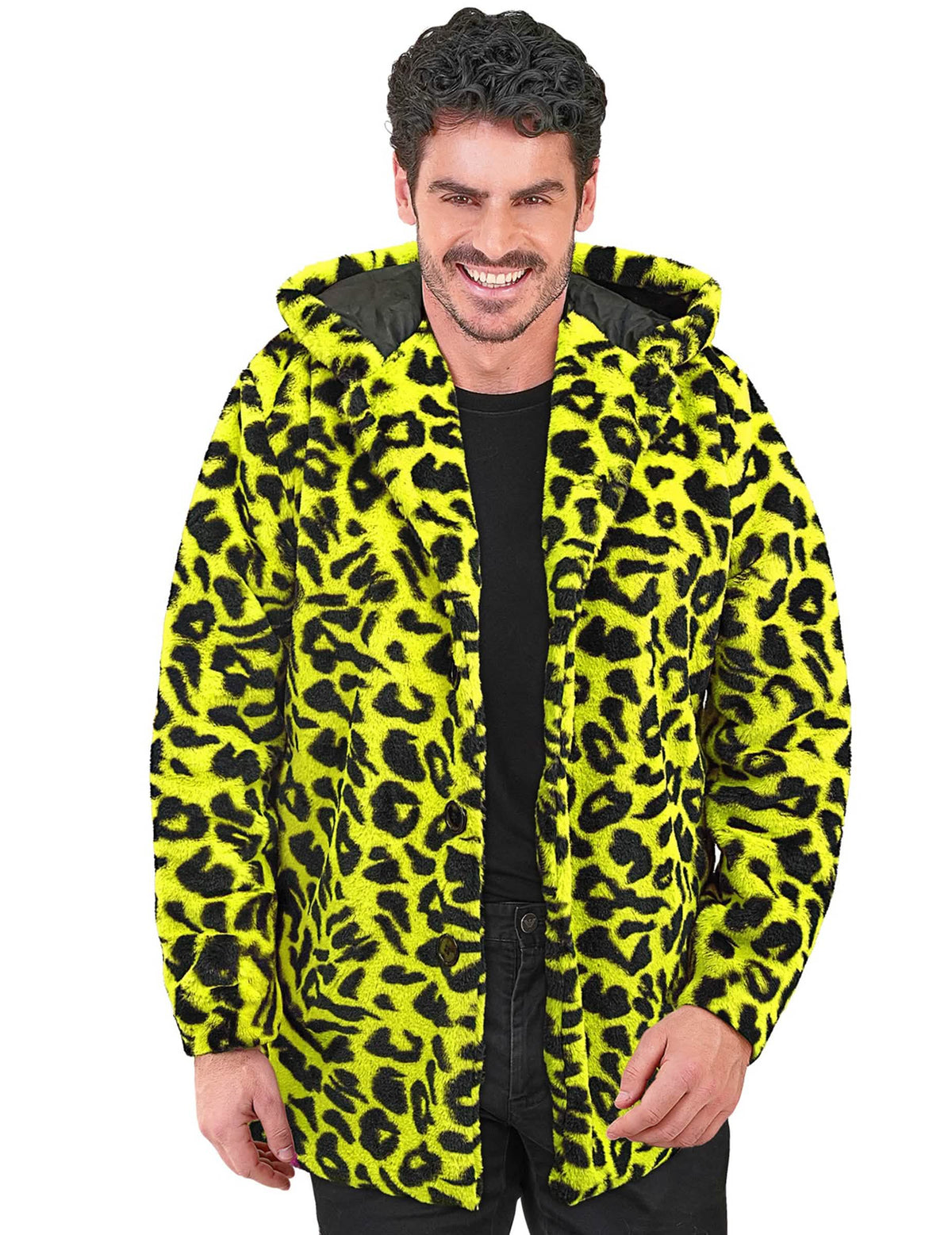 Veste à capuche léopard jaune adulte
