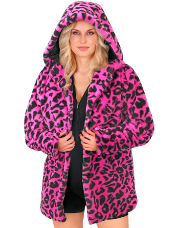 Яке с качулка за възрастни розово леопардо