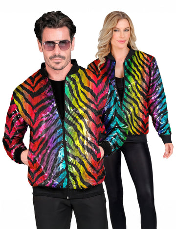 Мултицветно яке с тигрови пайети за възрастни