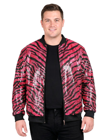 Veste à sequins tigrée rose adulte