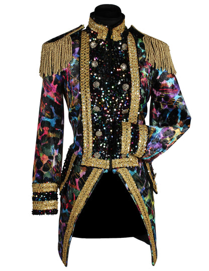 Луксозно дамско карнавално яке в неонови цветове