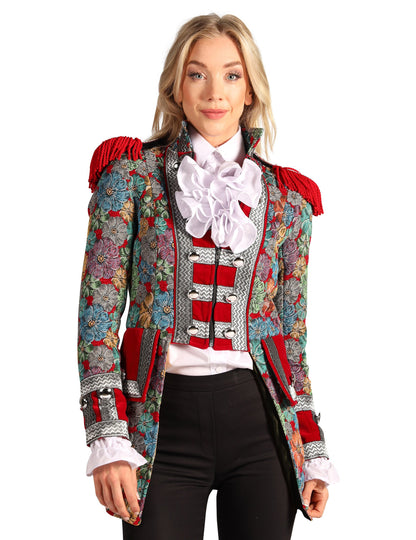 Луксозно дамско карнавално яке с флорален принт