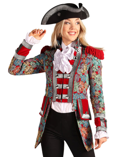 Луксозно дамско карнавално яке с флорален принт