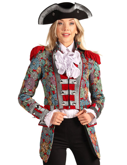 Луксозно дамско карнавално яке с флорален принт