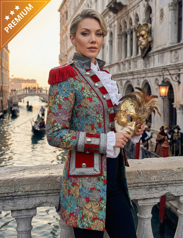 Луксозно дамско карнавално яке с флорален принт