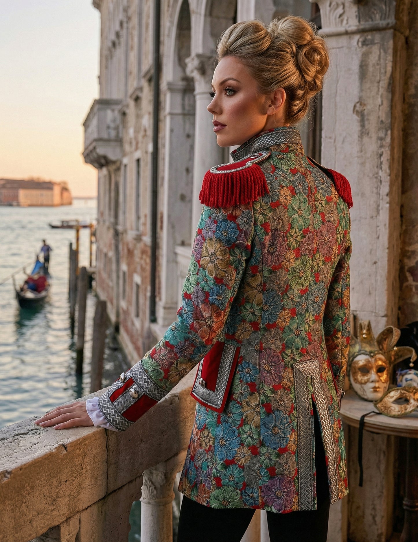 Луксозно дамско карнавално яке с флорален принт