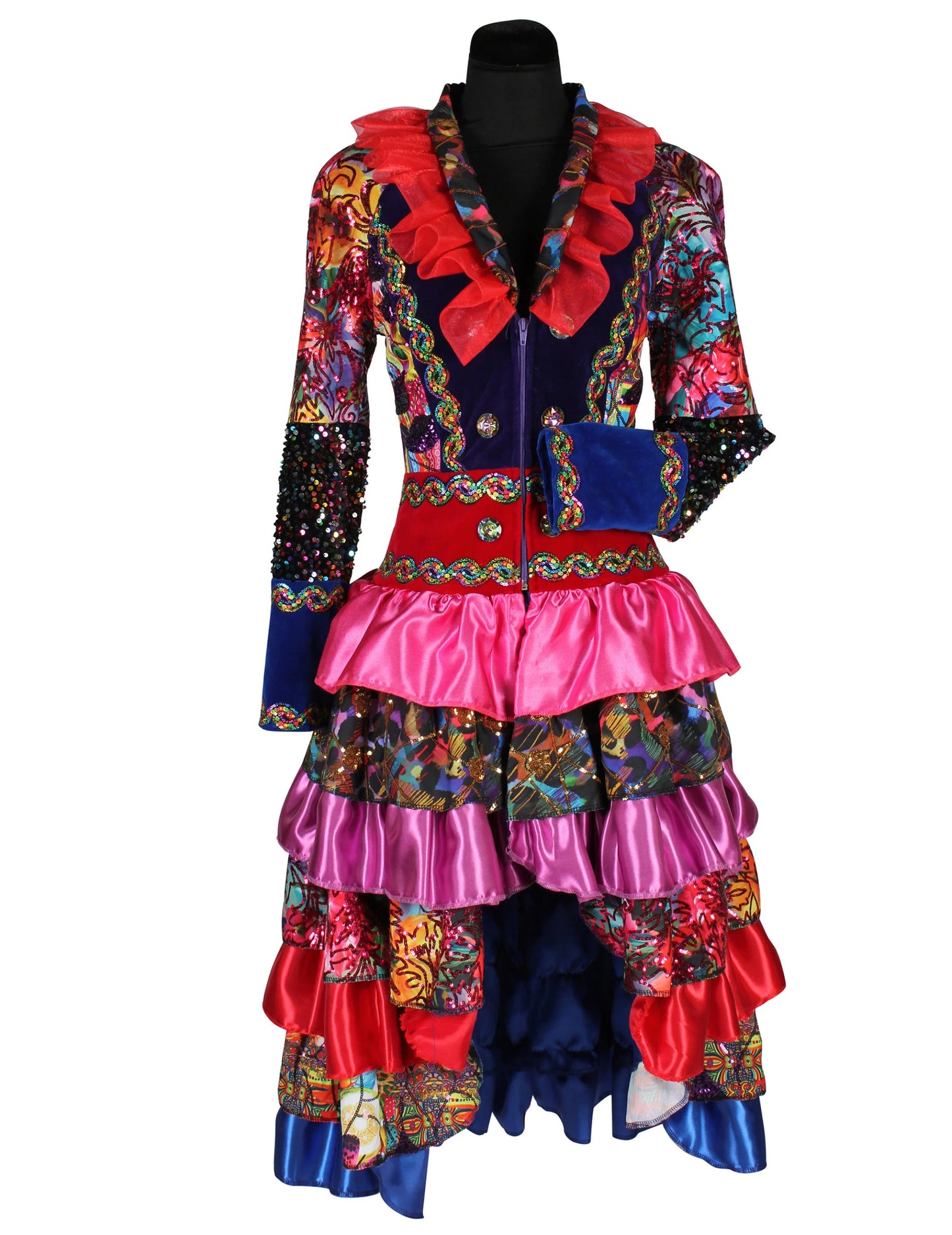 Дълго дамско сако във фиеста-карнавален стил, многоцветно, висок клас 