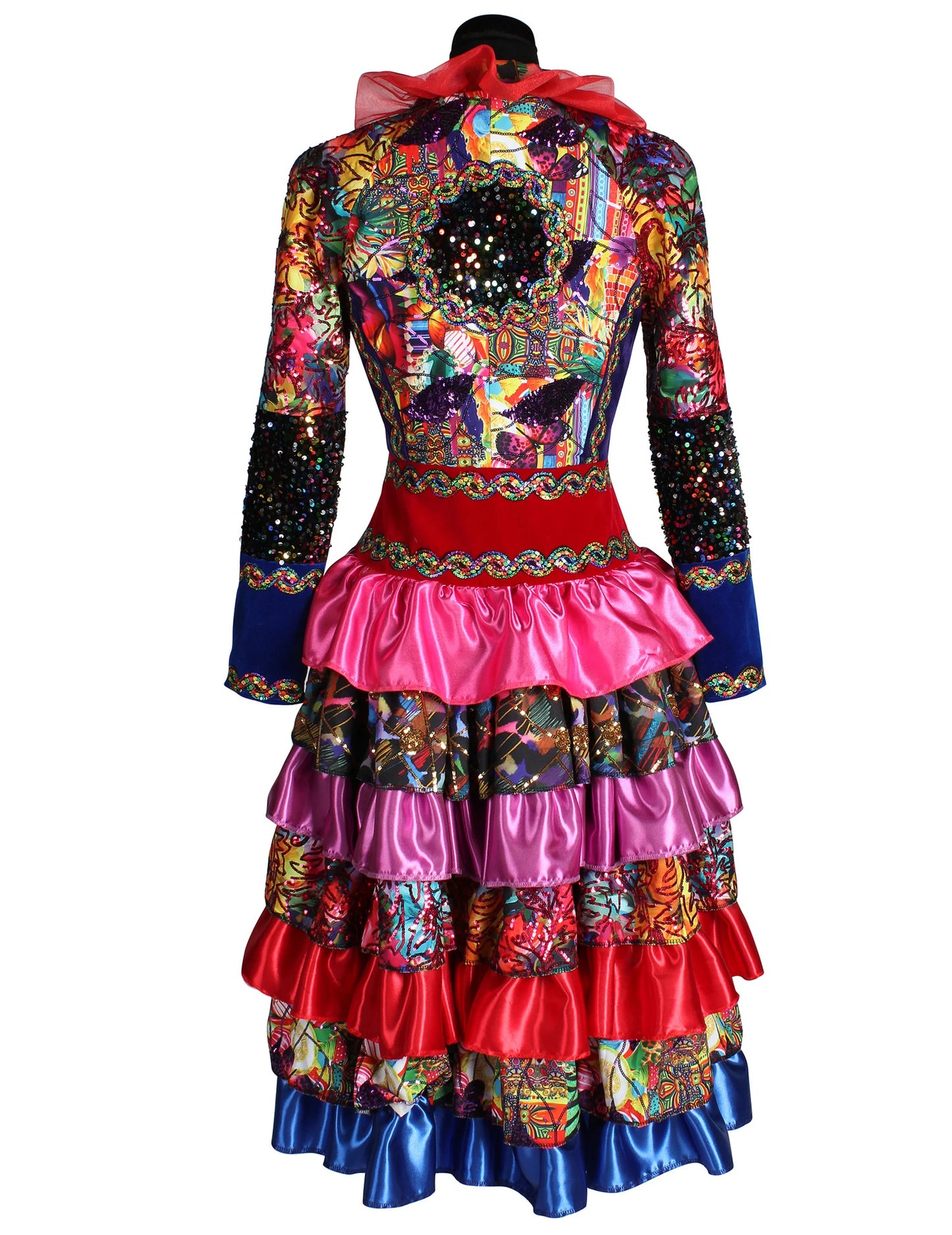 Дълго дамско сако във фиеста-карнавален стил, многоцветно, висок клас 