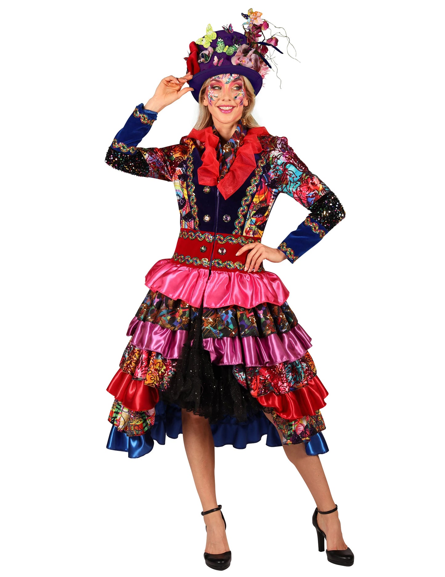 Дълго дамско сако във фиеста-карнавален стил, многоцветно, висок клас 