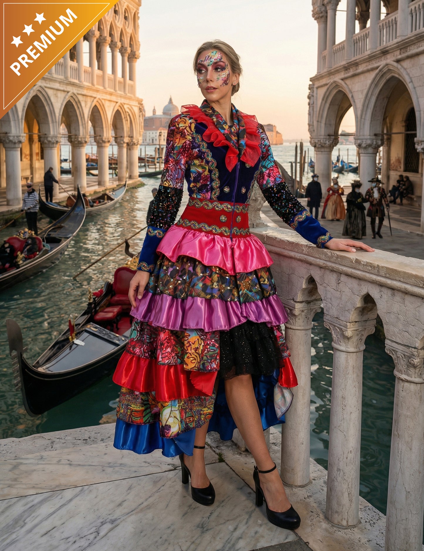 Висококачествено многоцветно дамско карнавално яке в стил Fiesta Carnival