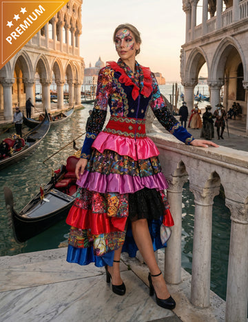 Висококачествено многоцветно дамско карнавално яке в стил Fiesta Carnival