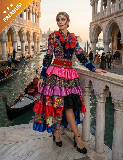 Висококачествено многоцветно дамско карнавално яке в стил Fiesta Carnival