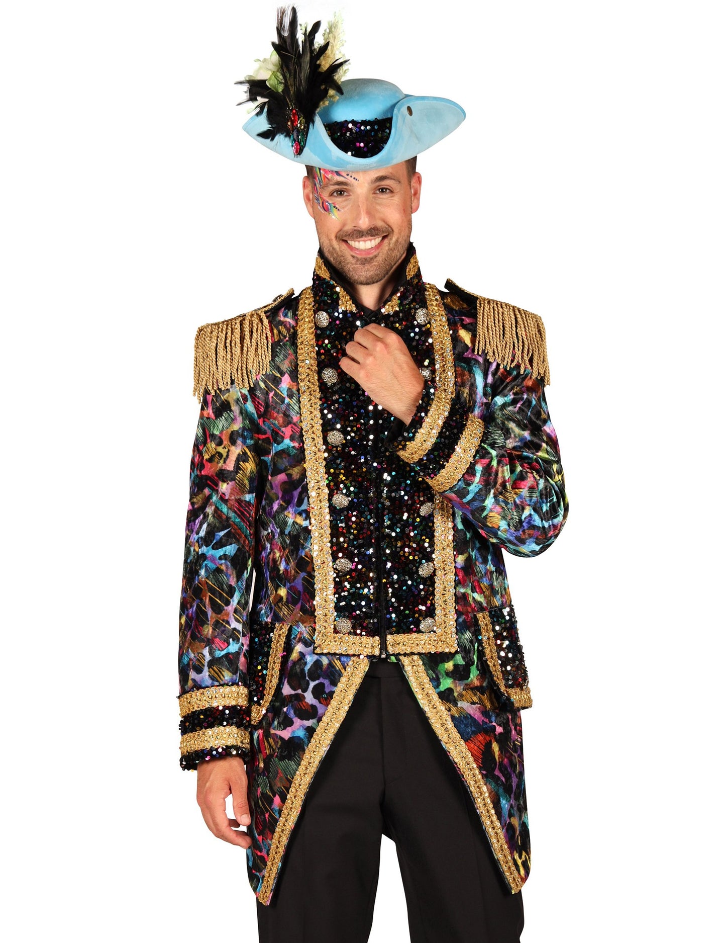 Луксозно мъжко карнавално яке в неонови цветове