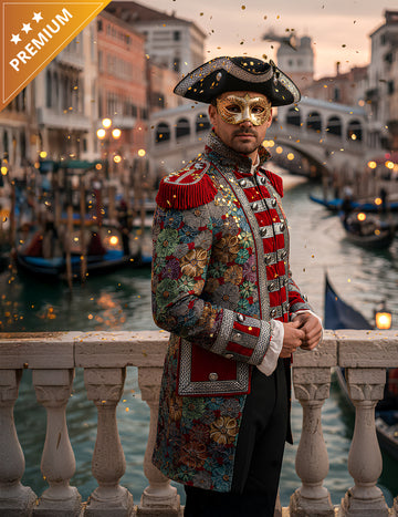 Мъжко луксозно карнавално яке с флорален мотив