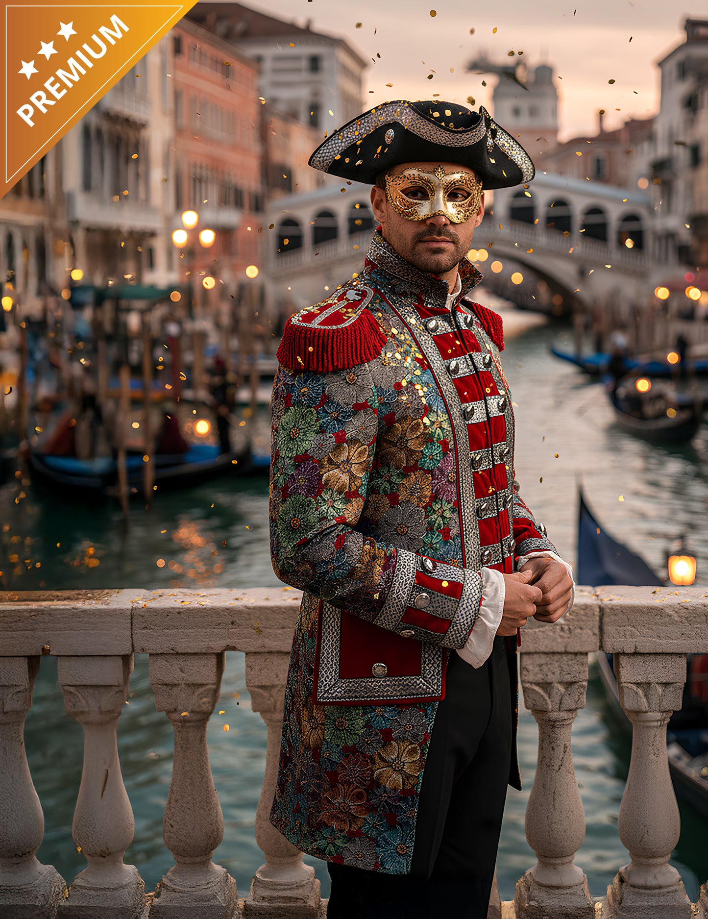 Мъжко луксозно карнавално яке с флорален мотив