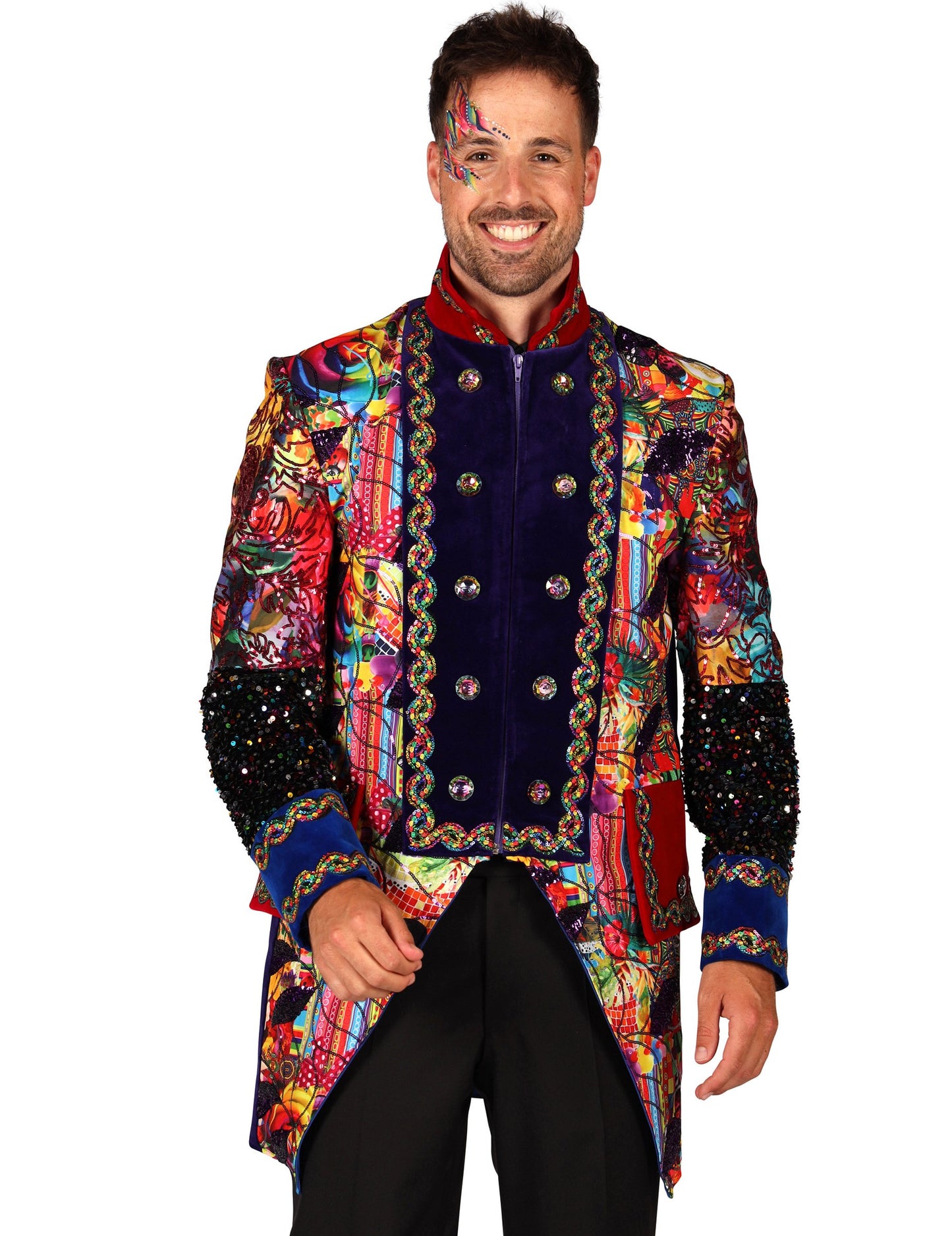 Висококачествено мъжко карнавално яке в многоцветен стил Fiesta Carnival