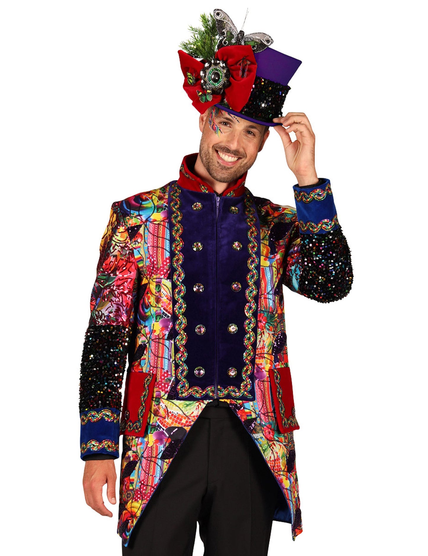 Висококачествено мъжко карнавално яке в многоцветен стил Fiesta Carnival