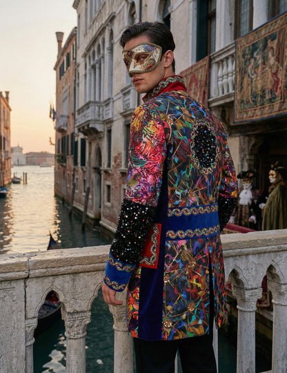 Висококачествено мъжко карнавално яке в многоцветен стил Fiesta Carnival