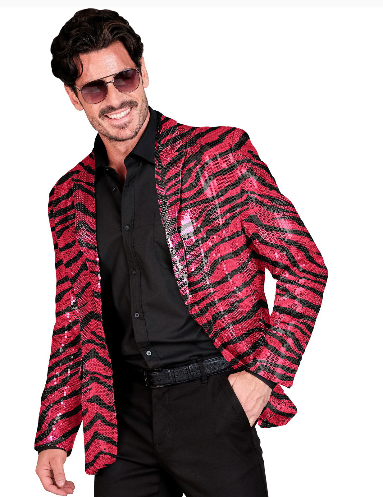 Veste de costume à sequins zébrée pour adulte rose