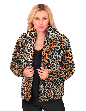 Дамско яке от плюш с леопардов принт 