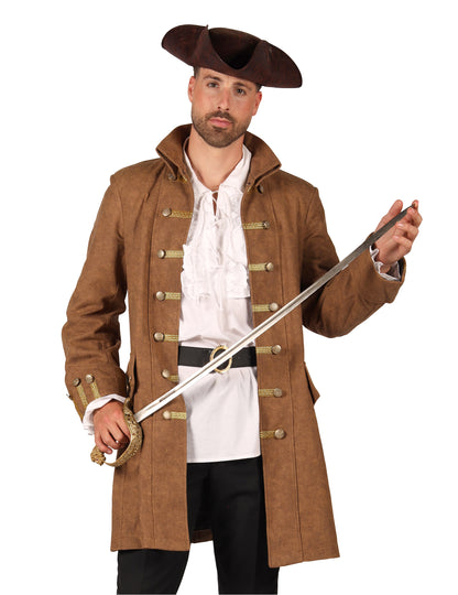 Veste longue de pirate marron homme