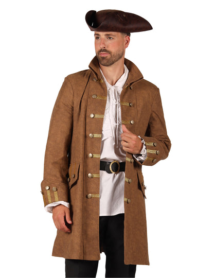 Veste longue de pirate marron homme