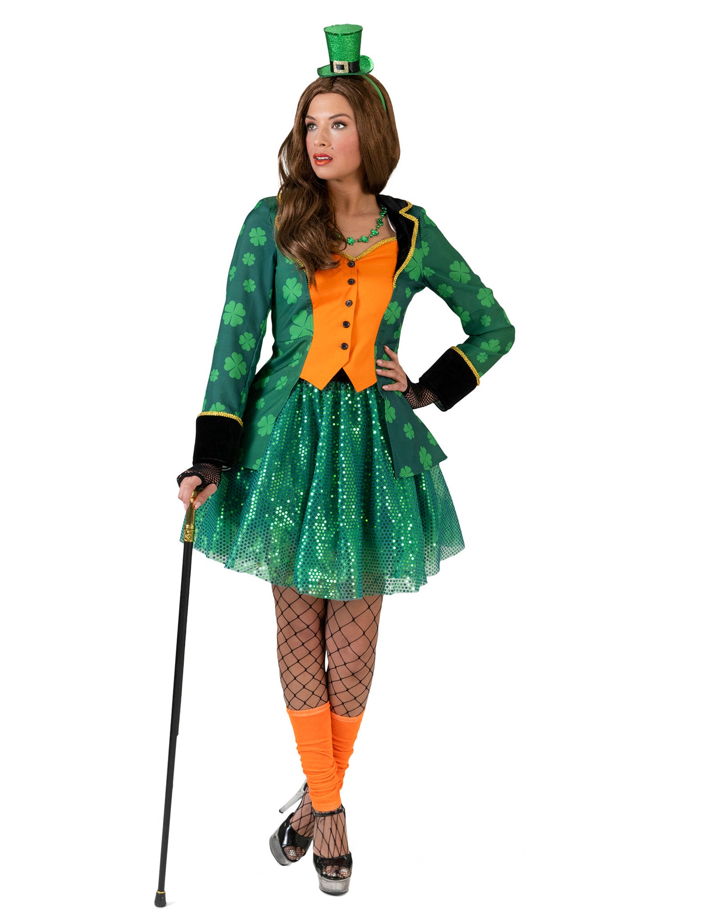 Veste queue de pie Saint Patrick à trèfles femme