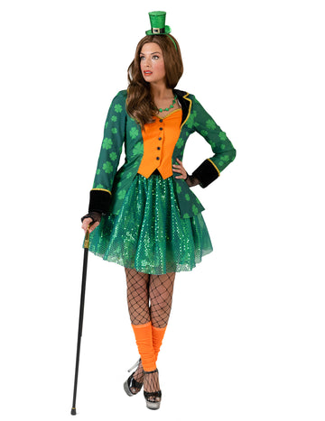 Veste queue de pie Saint Patrick à trèfles femme