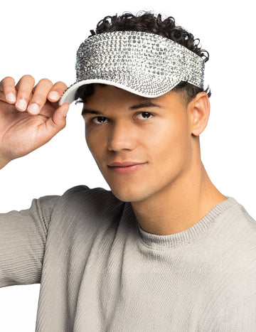 Сребърна козирка с кристали за възрастни