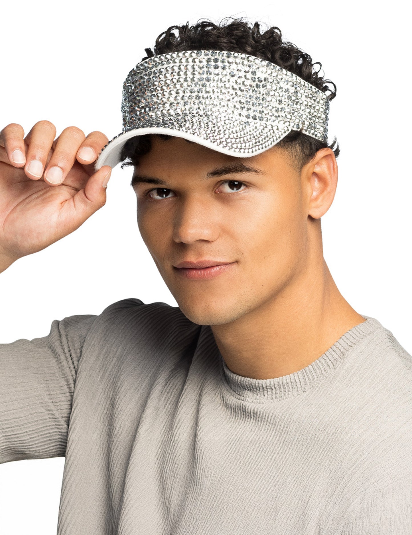 Сребърна козирка с кристали за възрастни