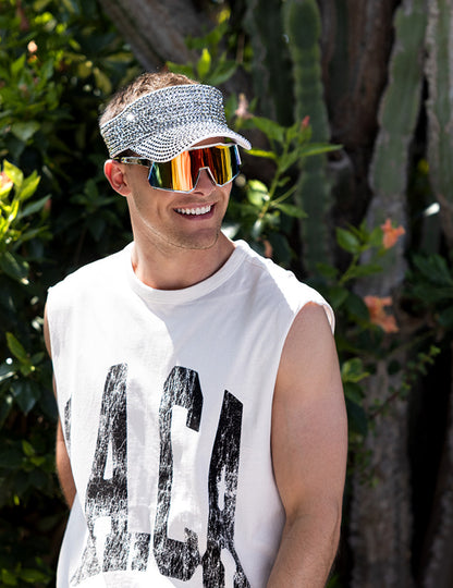 Сребърна козирка с кристали за възрастни