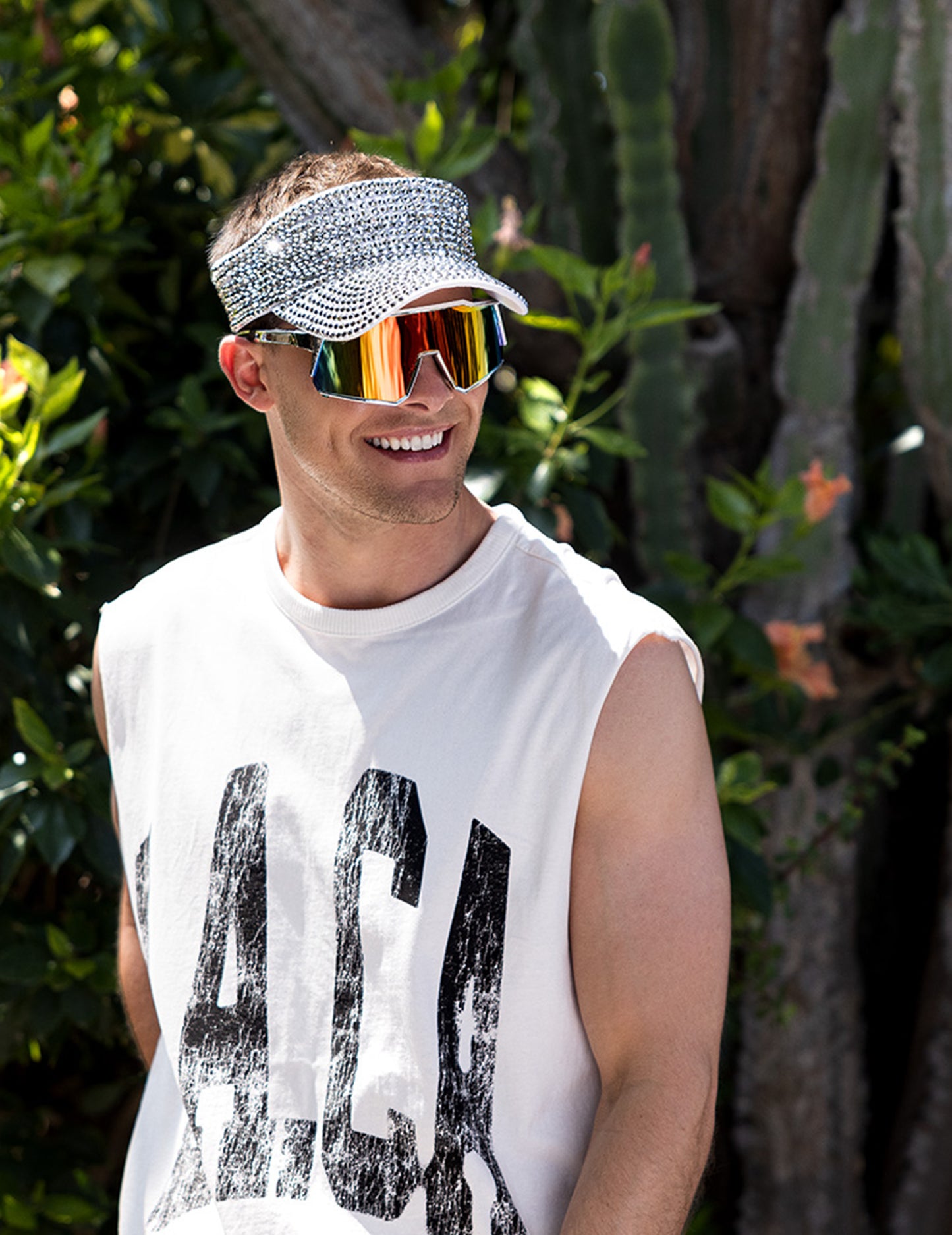 Сребърна козирка с кристали за възрастни