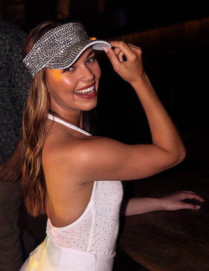 Сребърна козирка с кристали за възрастни