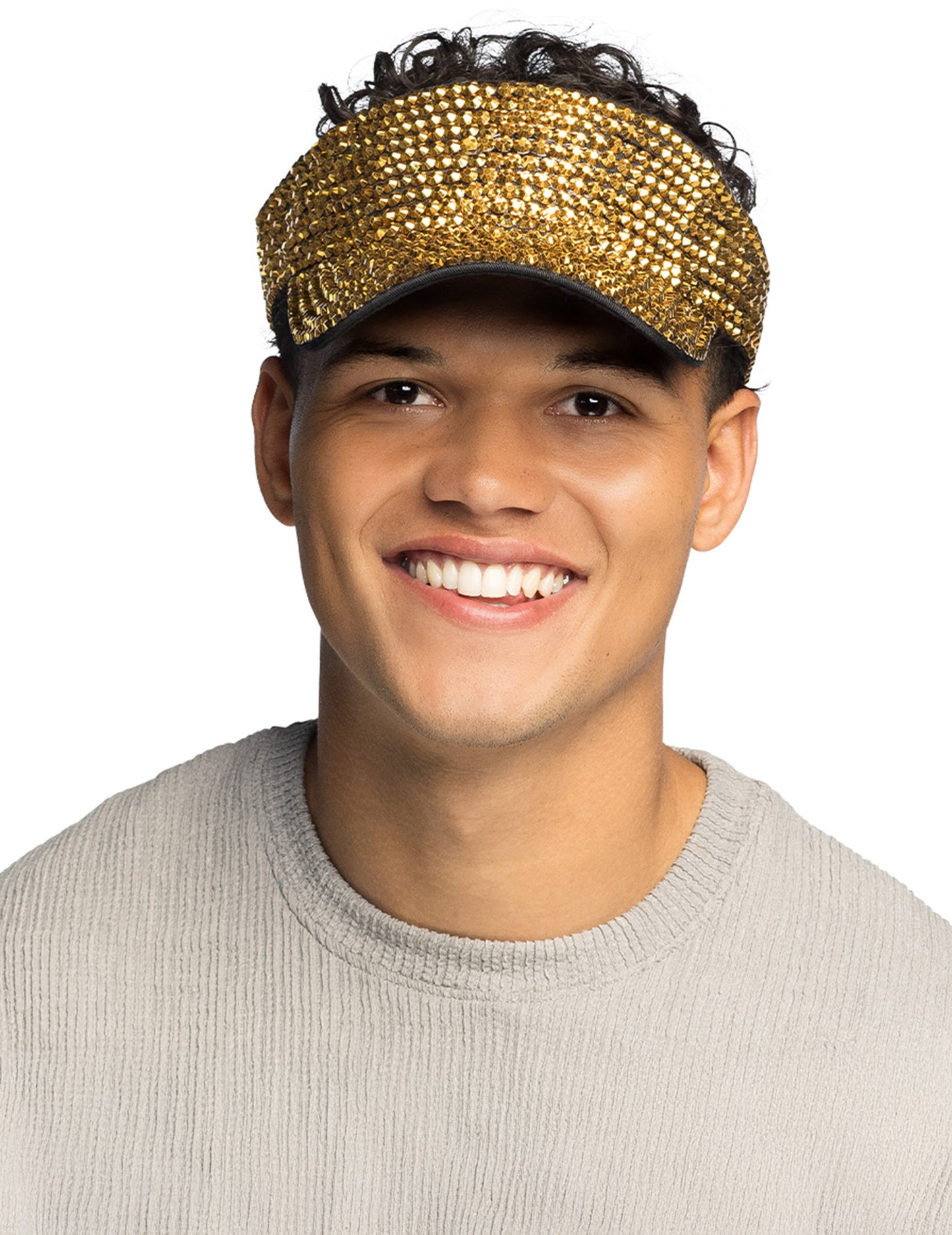 Златна козирка за възрастни с кристали