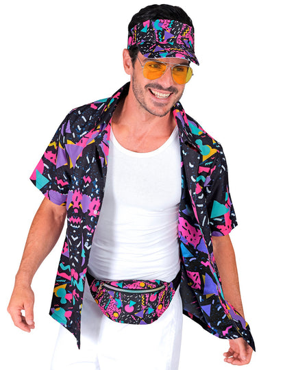 Черна козирка за възрастни с шарка от 90-те години и цвят банан