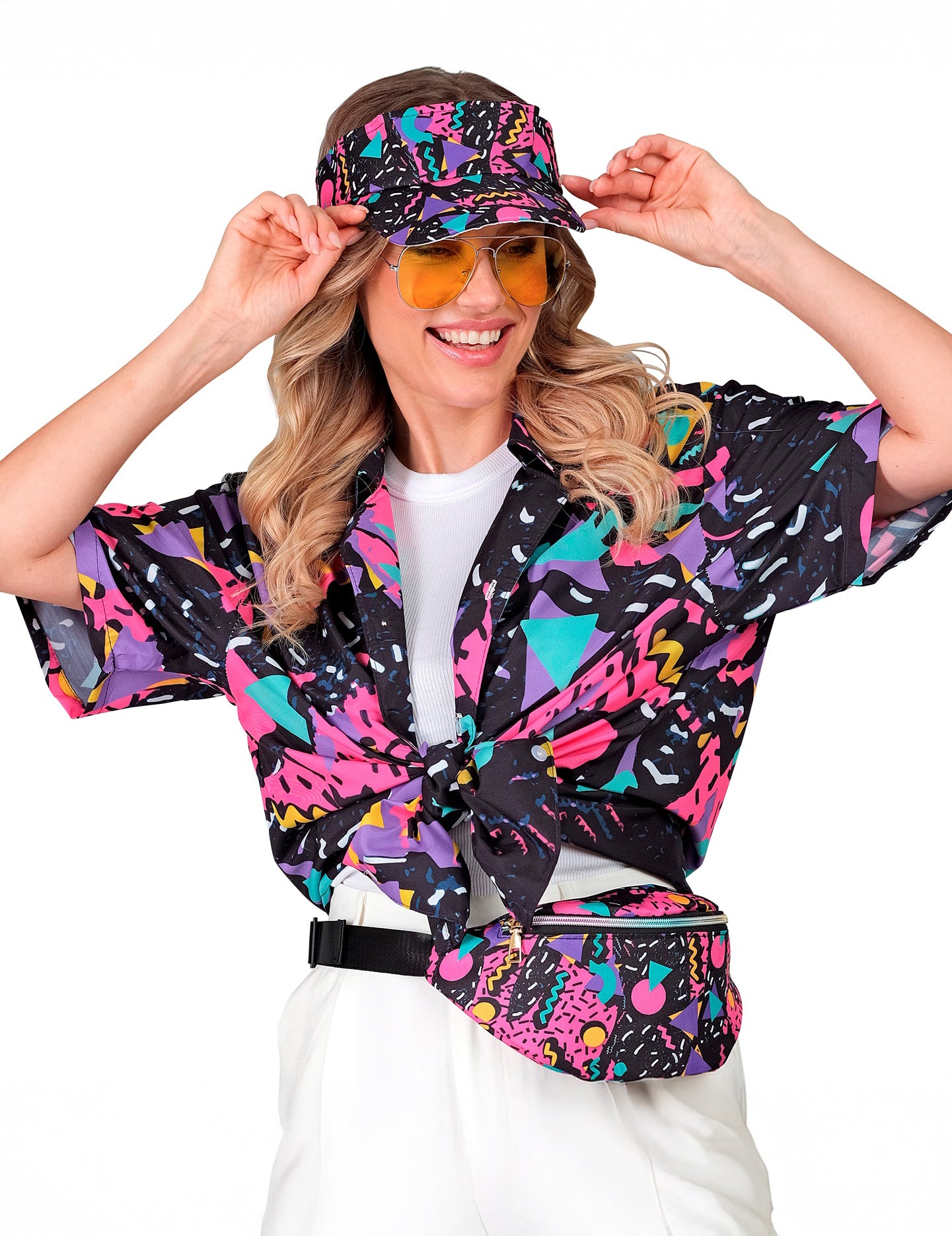 Черна козирка за възрастни с шарка от 90-те години и цвят банан