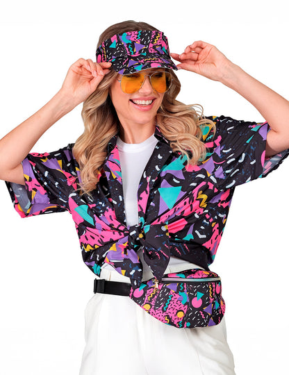 Черна козирка за възрастни с шарка от 90-те години и цвят банан