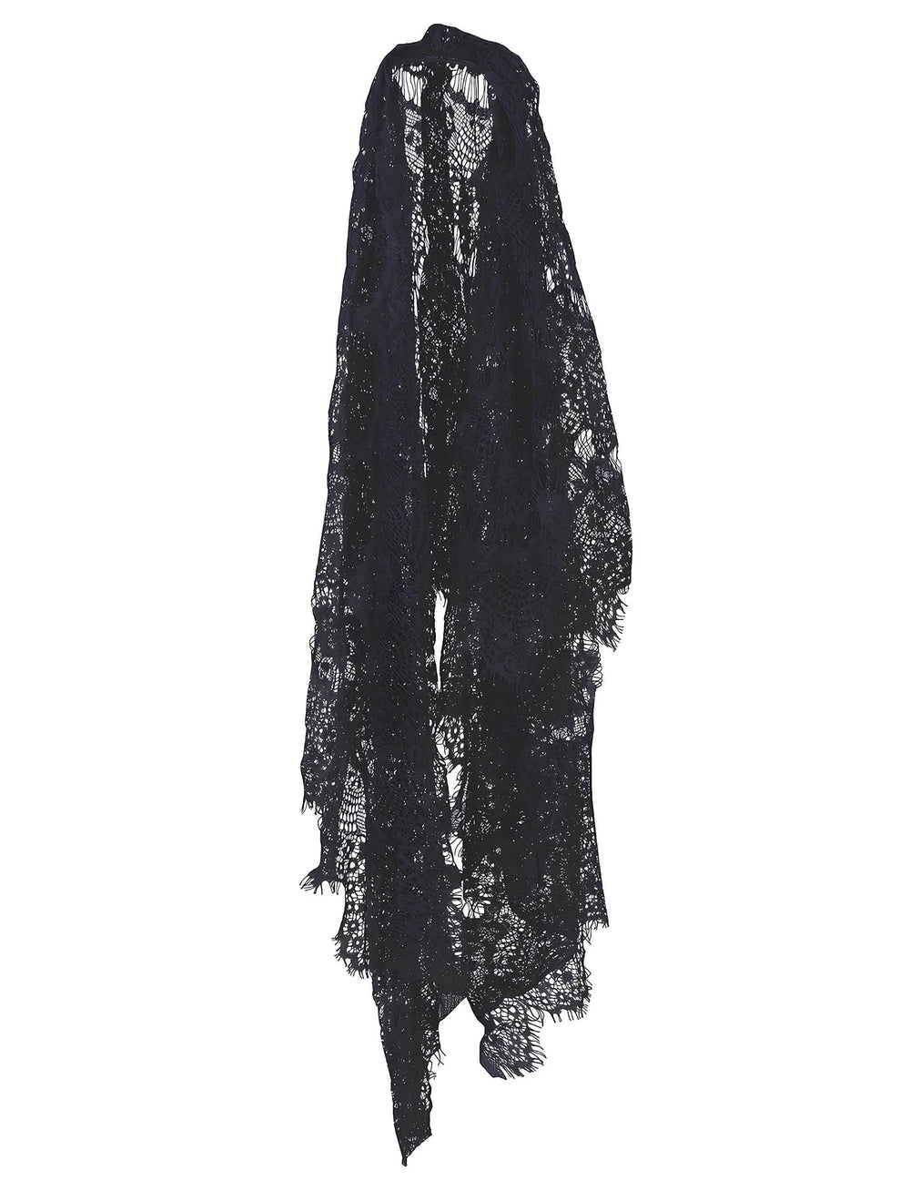 Vue de profil du voile mantille pour adulte noir