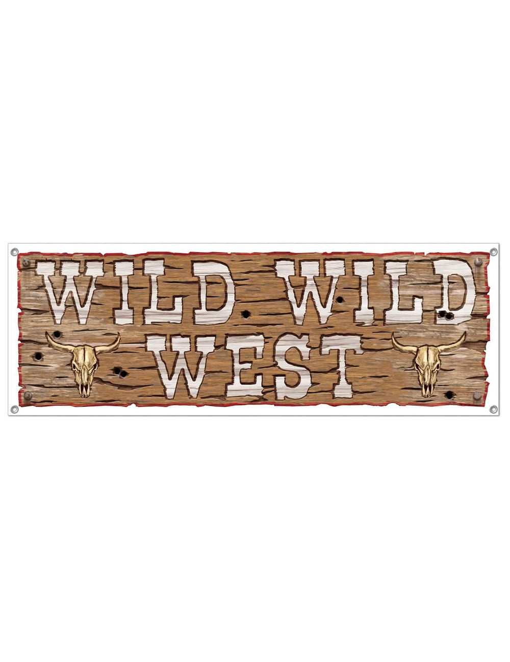 Пластмасов банер Wild Wild West за парти с мотив дърво и черепи на бизон