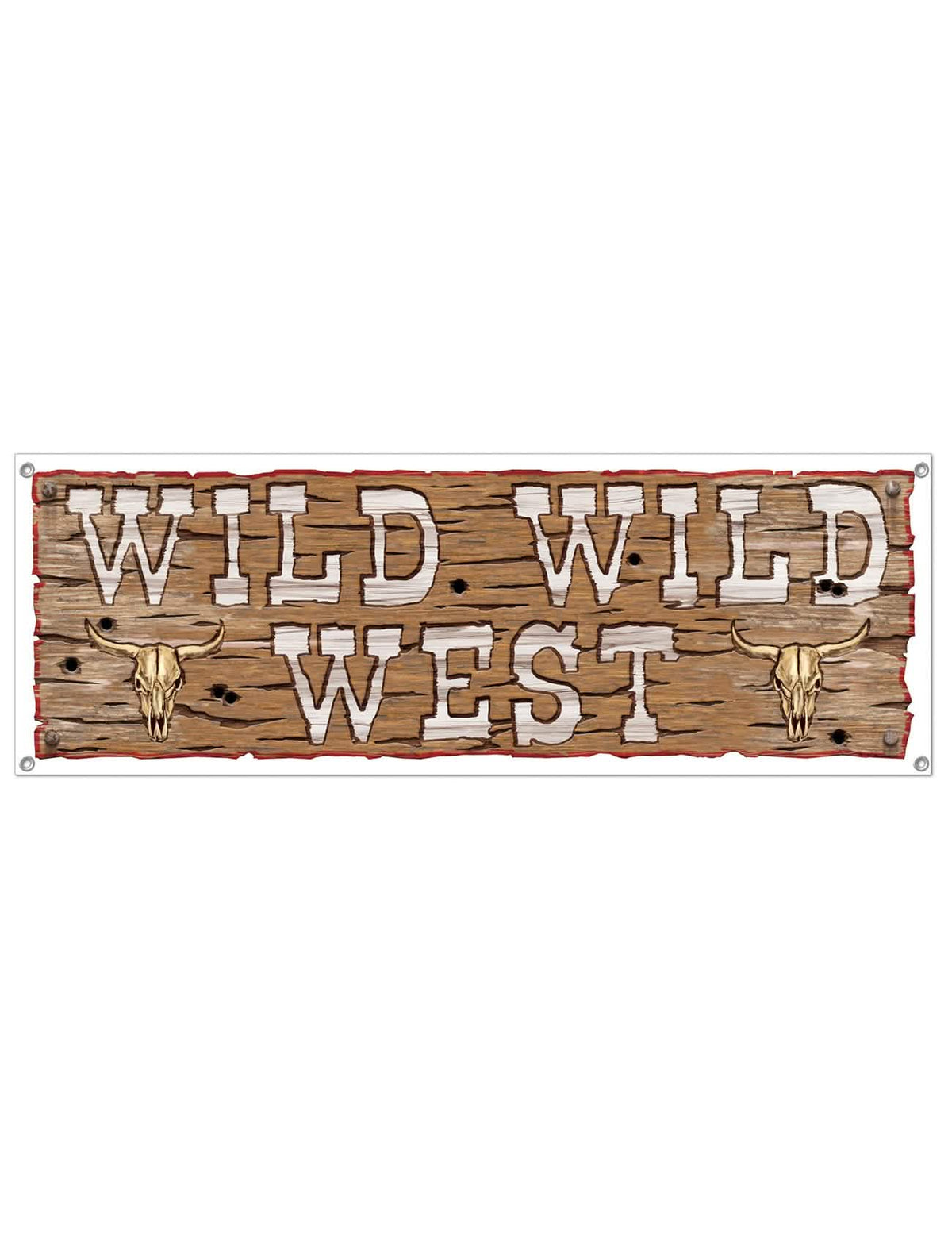 Пластмасов банер Wild Wild West за парти с мотив дърво и черепи на бизон